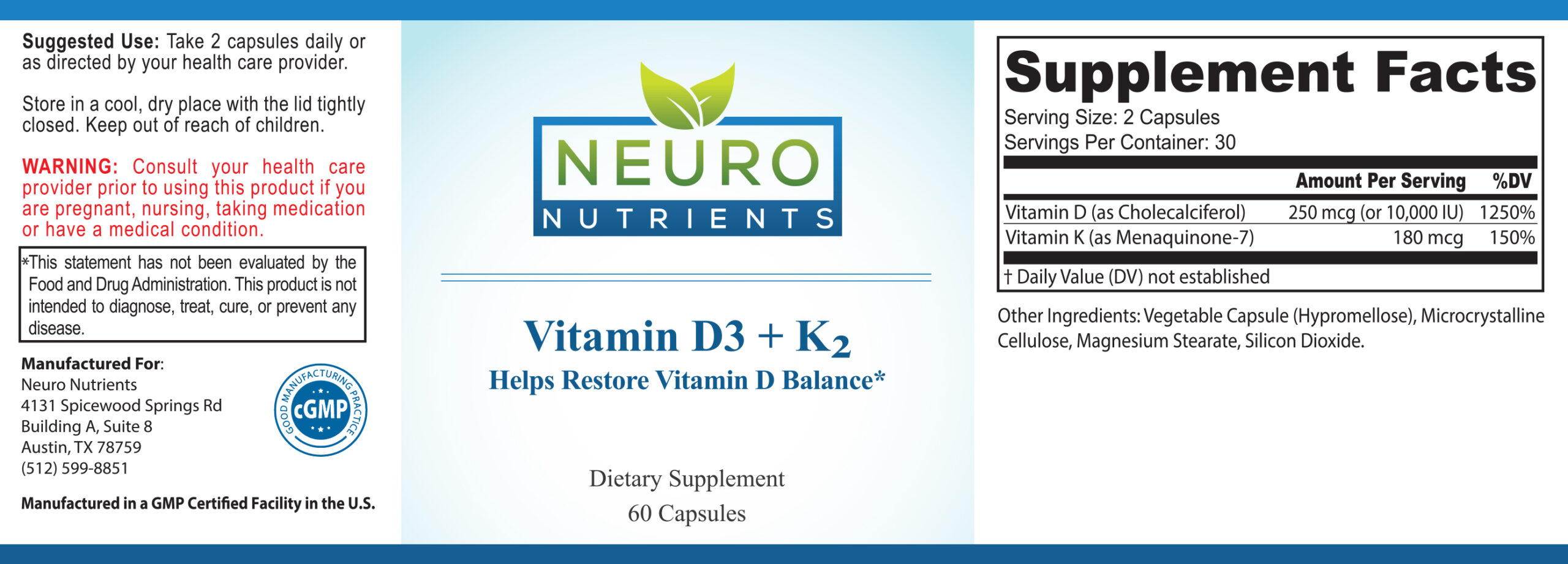 Vitamin D3+K2 Label