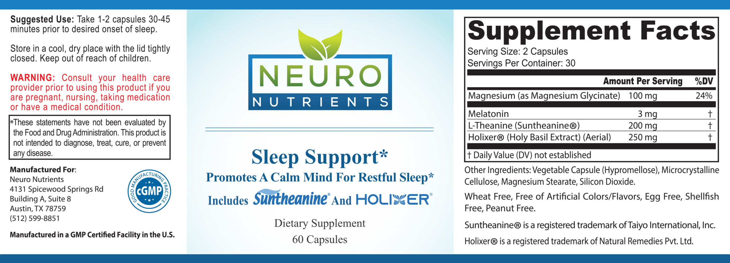 Sleep Support label
